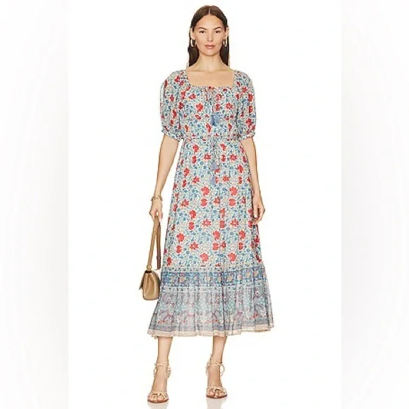 Spell Red and Blue Floral Long Sleeve Dress - Picture 7 of 7